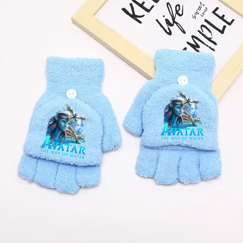 Avatar Fire and Ash Gloves Disneys Boy Winter Flip Cover Mittens Kids Outdoors Warm Cute Glove Children Clothes Accessories Gift