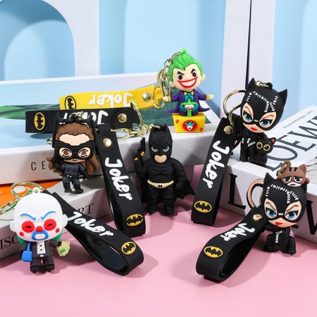 Anime Harley Quinn cartoon Marvel Batman Joker image doll bag keychain cute pendant Wonder Woman car accessories keychain