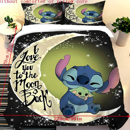 Stitch Duvet Cover Set for Children Cartoon Anime Comforter King Size Bedding Queen and Twin 3D Printed Quilt