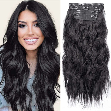 4Pcs/Set 20Inch Synthetic Hair Clip In Long Wavy Thick Hairpieces For Women Full Head Synthetic extenciones para el cabello