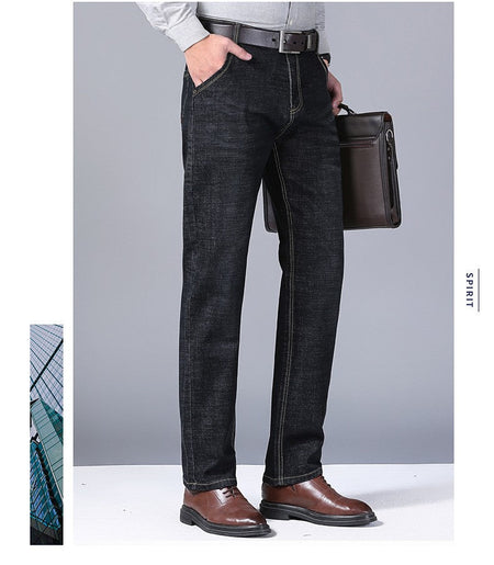 2024 NEW Men's Fashion Business Jeans Classic Style Casual Stretch Slim Jean Pants Male Brand Denim Trousers Black Blue