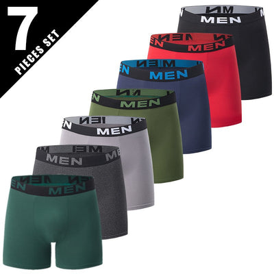 5/7/10 Pcs Men's Long Sports Parent-child Underwear Teenagers To Adults Multi-size Mix And Match Boyshort Elastic Waist Shorts