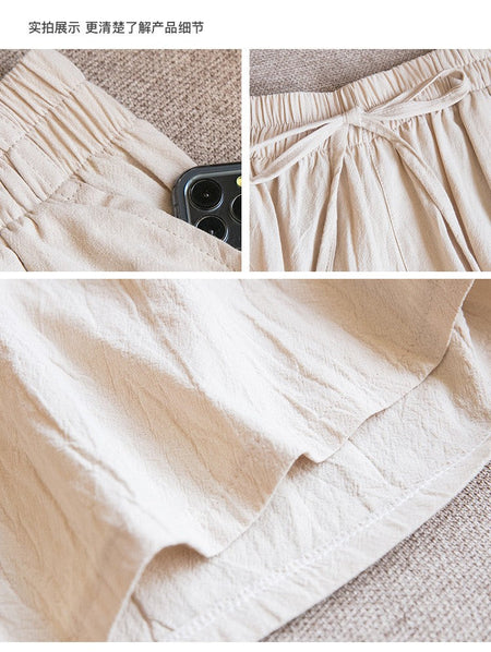 Women shorts Summer Casual Solid Cotton Linen shorts high waist loose shorts for girls Soft Cool female shorts M-3XL
