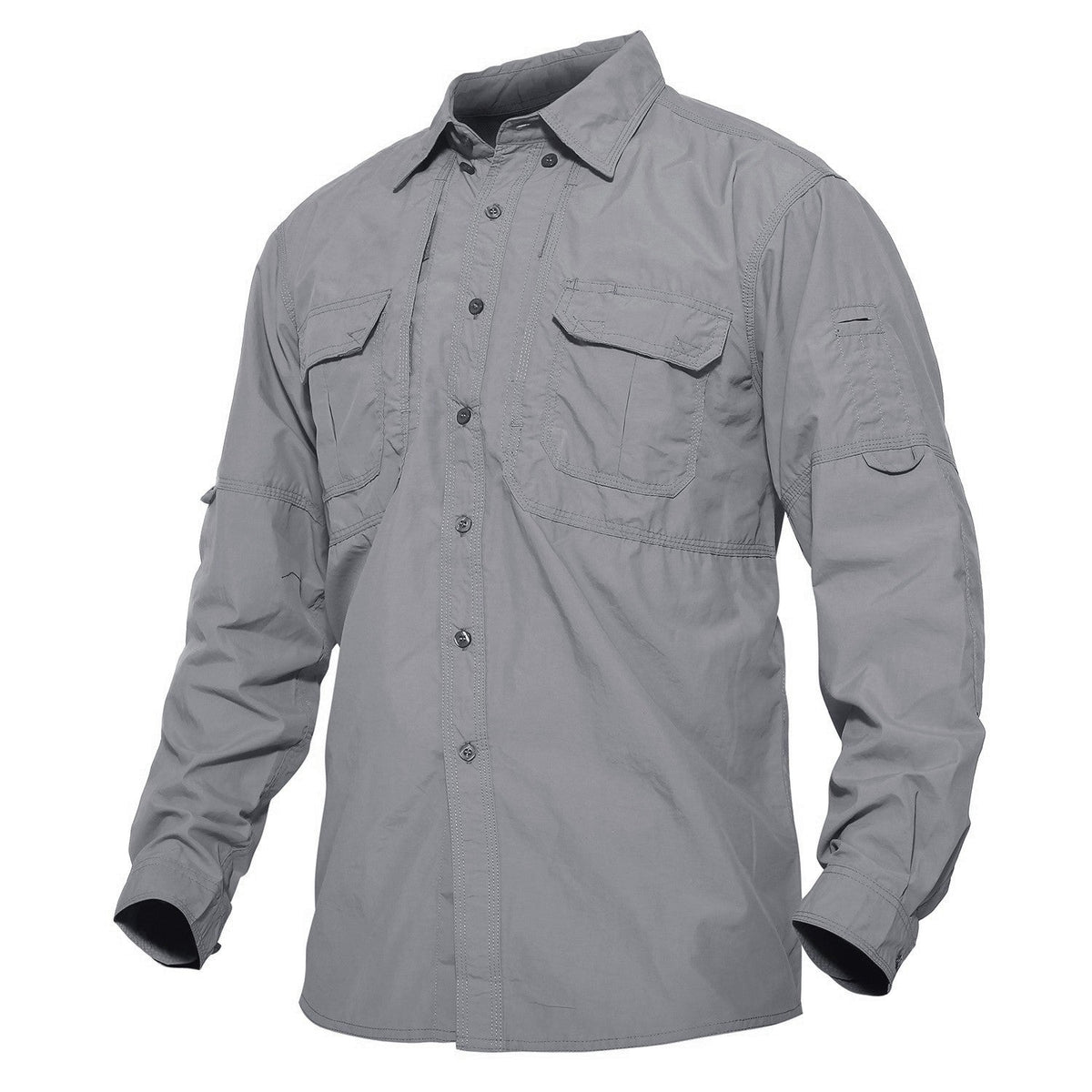 TACVASEN Mens Long Sleeve Shirts Summer Lightweight Quick Drying Shirt Hiking Nylon Shirts Long Sleeve Outdoor Work Cargo Shirts