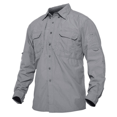 TACVASEN Mens Long Sleeve Shirts Summer Lightweight Quick Drying Shirt Hiking Nylon Shirts Long Sleeve Outdoor Work Cargo Shirts