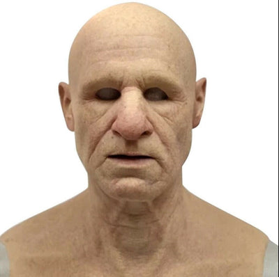 Old Man Mask Full Head Realistic Grandpa Face Wig Scary Elderly Costume For Halloween Party Centerpiece Home Display For Adults