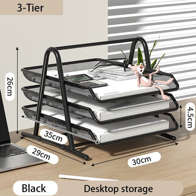 Mesh Letter Tray,Office Desk Paper Organizer with Sliding Trays for Desk Accessories, Office Supplies and File Storage, Black