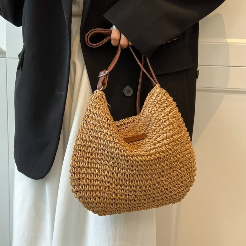 Fashion Straw Women Shoulder Bags Paper Woven Female Handbags Large Capacity Summer Beach Straw Bags Casual Tote Purses