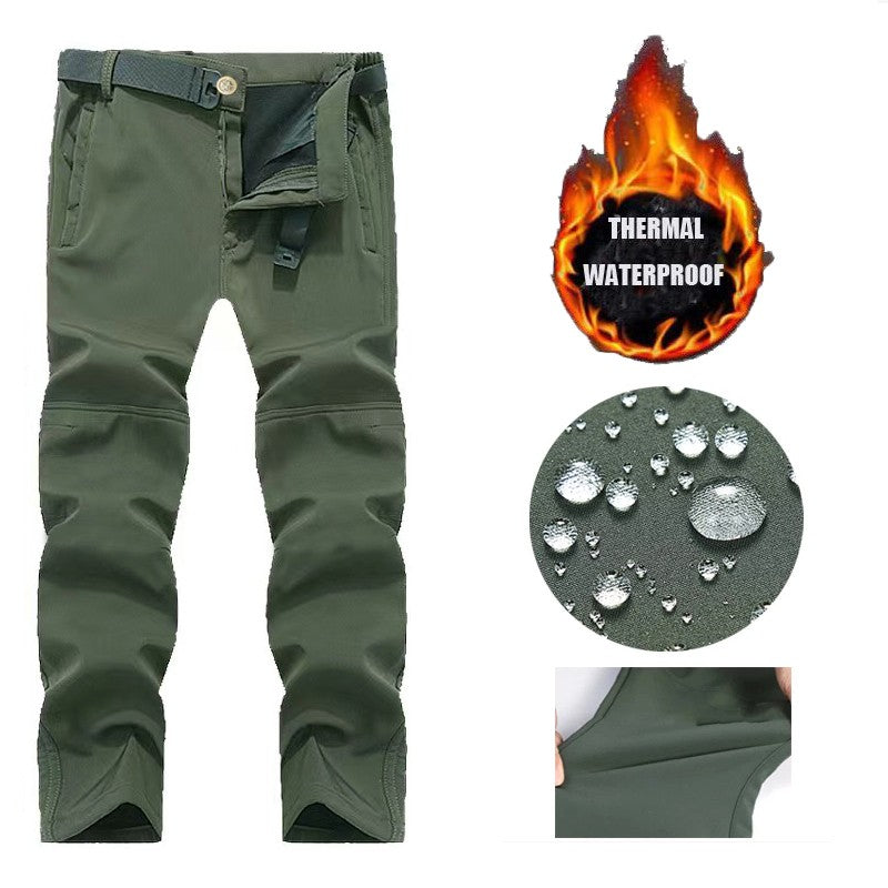 Men's Winter Autumn Fleece Softshell Pants Tactical Military Combat Cargo Trousers Hiking Camping Climbing Casual Sportwears