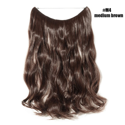 BENEHAIR Synthetic Invisible Wire No Clips In Hair Extensions Secret Fish Line Hairpieces Hair Extensions Fake Hair For Women