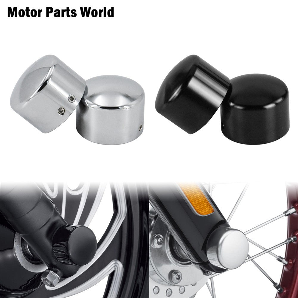2pcs Motorcycle Front Axle Nut Cover Cap Bolt Black/Chrome For Harley Touring Softail Breakout Dyna Street Bob V-Rod Sportster