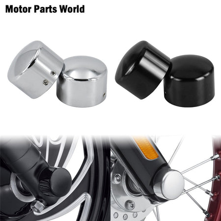 2pcs Motorcycle Front Axle Nut Cover Cap Bolt Black/Chrome For Harley Touring Softail Breakout Dyna Street Bob V-Rod Sportster