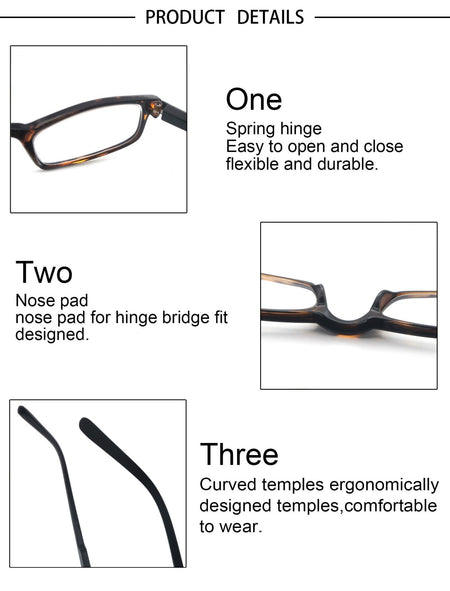 Women Men Reading Glasses Classic Small Rectangle Frame Spring Hinge Ulrta Comtable Wear Readers Eyeglass with Diopters