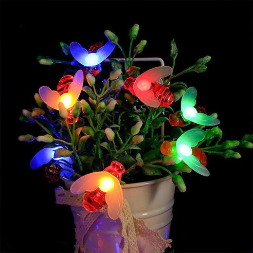 5m/7m/12m Led String Light Solar Lights Outdoor Garden Fairy Holiday Party Decorative Solar Powered Cool White Bee Colored Patio