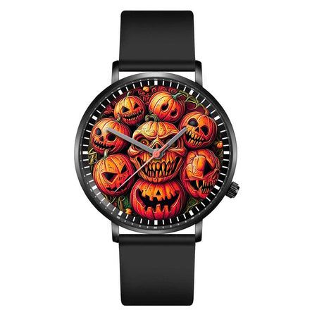 Fashion Pumpkin Design Men's and Women's Quartz Watch Casual Black Silicone Halloween Gift Fashion Women's Wristwatch