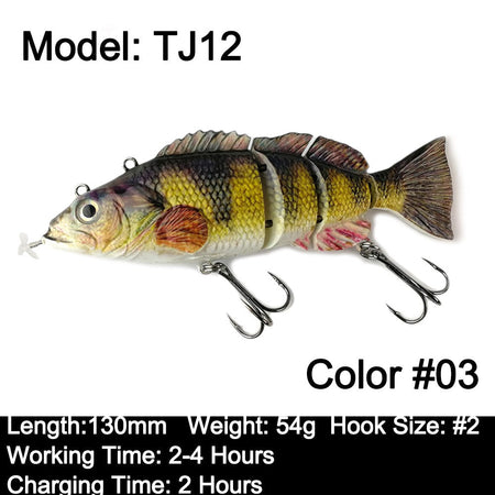 Robotic Swimming Lures 130mm 4 Segements Swimbait 35/54g Fishing Auto Electric Wobblers USB Rechargeable LED Light For Bass Pike