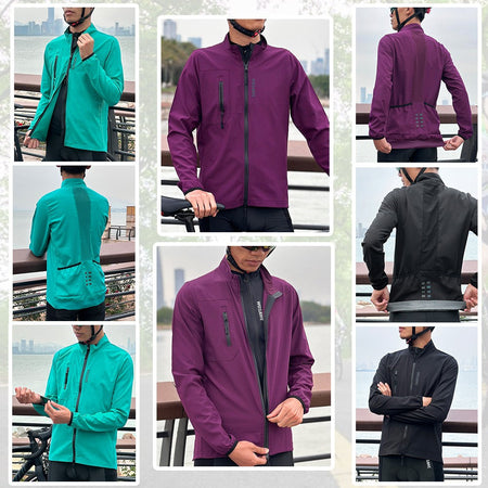 WOSAWE Mens Cycling Windproof Jacket Ultralight Windbreaker MTB Road Bike Vest Water Resistant Long Jersey with 2 way YKK zipper
