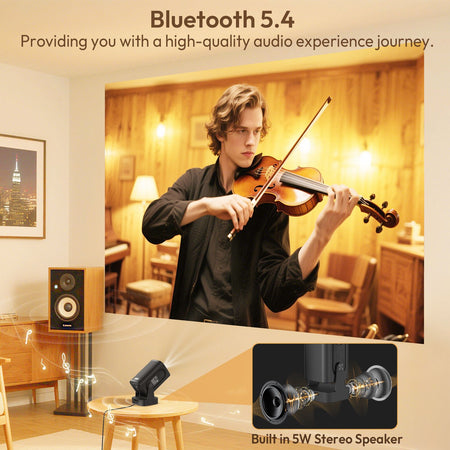 XGODY Projector 4K 350ANSI Short Throw Speaker Base Android Bluetooth WiFi Native 1080P Auto FocusHome Theater
