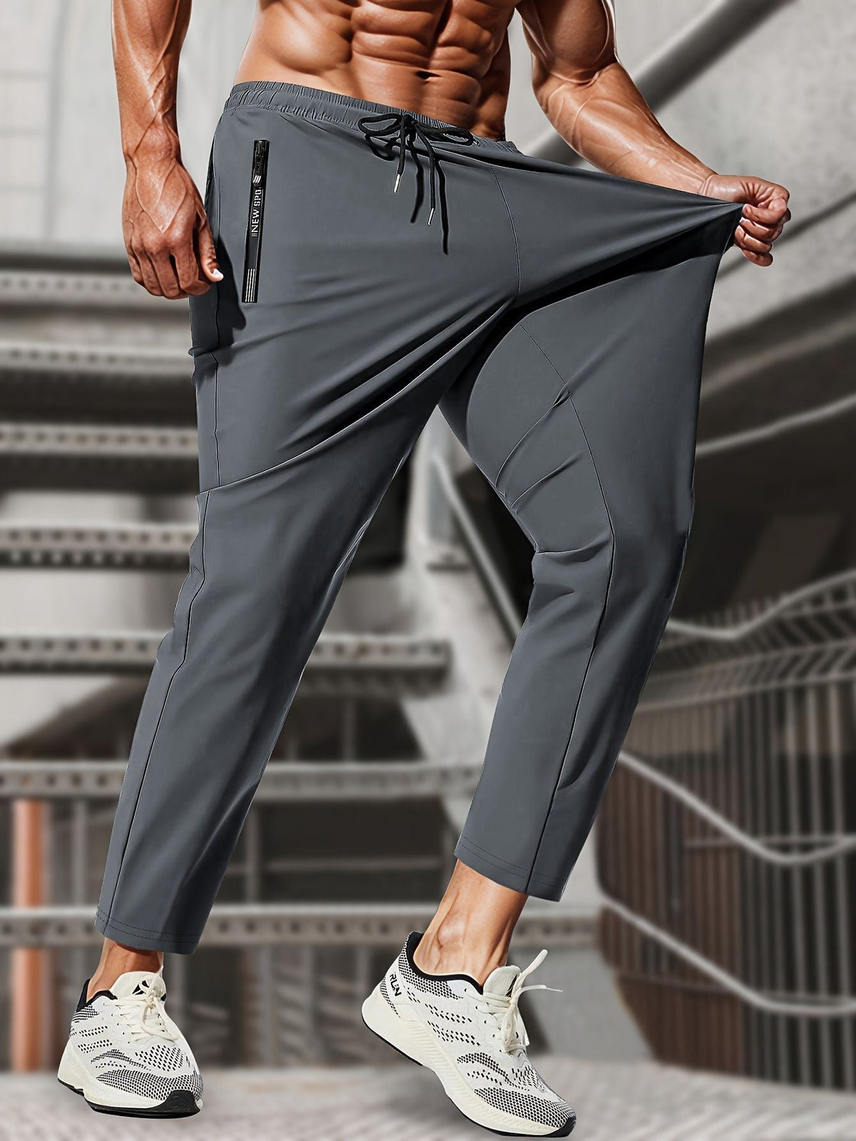 Sweatpants Man Fishing Men's High Stretch Ice Silk Jogging Pants With Zipper Pockets Breathable Elastic Sports Pants Mens Gift
