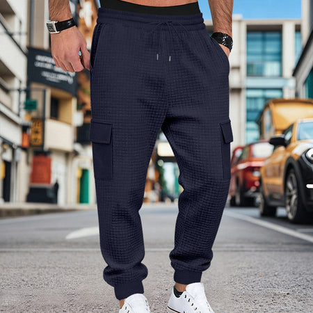 Men's Clothing  Pants Autumn Winter Fashion Casual Heavyweight Small Check Loose Jogger Sweatpants Waffles