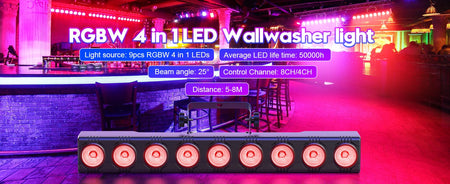 4PCS 9LEDs RGBW 4IN1 DMX Wall Wash Lamp DJ Disco Party Stage Light Effect for Concert Wedding Theater Xmas Live Show Bar Club