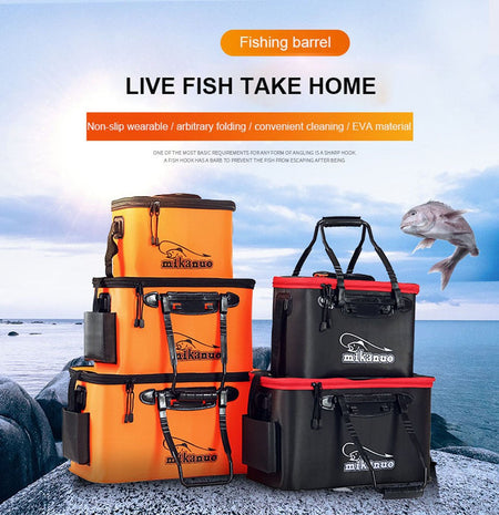 WALK FISH Thicken Fishing Bag Folding EVA Fishing Bucket Portable Live Fish Box Storage Outdoor Waterproof Camping Hiking Bag
