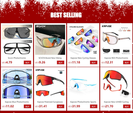 SCVCN Cycling Glasses Bike Mountain Bicycle Hiking Camping Golf UV400 Sunglasses Sport Protection Glasses for Men Women Baseball