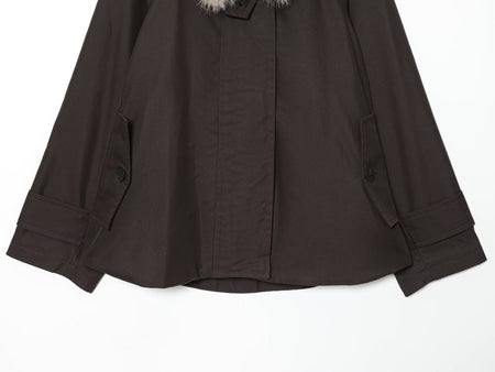 Women's Autumn and Winter Casual Straight Waterproof Parka Jacket with Fur Hem, Warm Zipper Long Sleeve Outwear