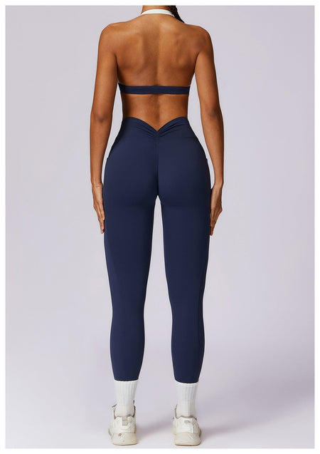 Yoga Set 2PCS Women Sportswear Push Up Workout Clothes Athletic Wear Gym Legging Fitness Bra Crop Top Long Sleeve Sports Suits