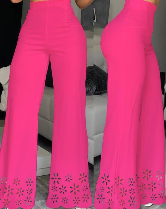 Elegant High Waist Wide Leg Bootcut Pants 2023 Summer European & American Fashion Simple Women's Flared Trousers