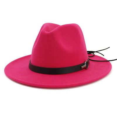 QBHAT Women Men Wide Brim Wool Felt Jazz Fedora Hats Panama Style Cowboy Trilby Party formal Dress Hat Large Size Yellow white