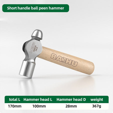 BAIHU Mini Hammer High Carbon Steel Hammer Solid Wood Short Handle Octagonal or Round Head Hammer Small Manual Hardware Tool