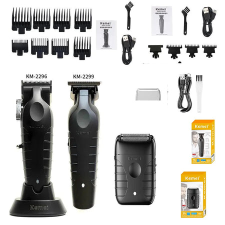 Kemei 2299 2296 T95 Professional Hair Clipper Cordless Trimmer Electric Foil Shaver Men Rechargeable Finish Hair Cutting Machine