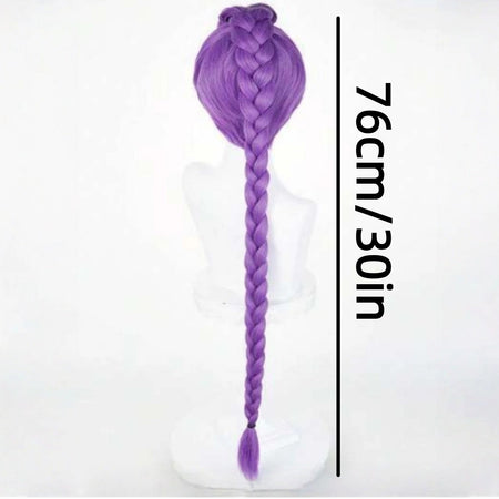 Ladies and gentlemen, Demon Hunter role-playing wig, anime costume synthetic wig purple braid accessories and props,  role-playi