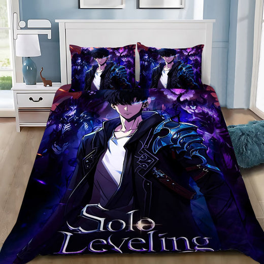 Anime Solo Leveling 3D Printed Bedding Set Comforter Duvet Cover King Queen Twin Size Birthday Gift Adult Boy Bedroom Decoration