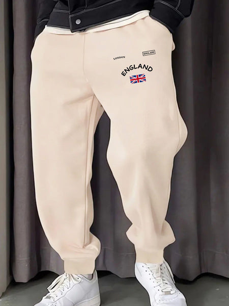 London England Union Printing Man Sweatpants Fashion Elastic Waist Pants Trendy Drawstring Pant Casual Warm Britches