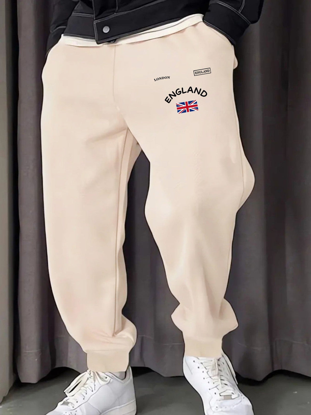 London England Union Printing Man Sweatpants Fashion Elastic Waist Pants Trendy Drawstring Pant Casual Warm Britches