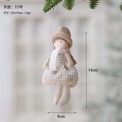2Pcs New Christmas Cute Plush Angel Doll Pendant Lovely Boys Girls Xmas Tree Hanging Decoration Merry Christmas Party Ornaments