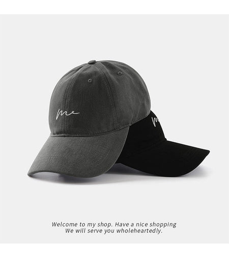 Retro Retro Embroidered Baseball Hat New Big Headed Duck Tongue Hat Letter Fashion Sunshade Hat Women's Adjustable Sports Hat