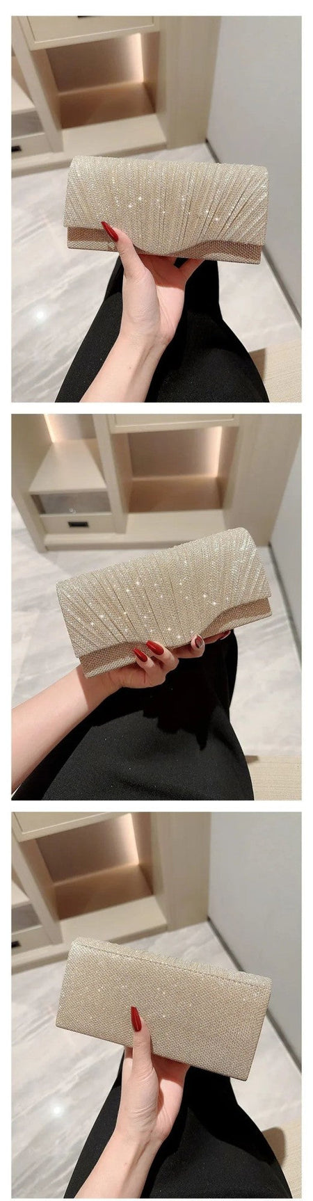 Wedding Party Handbag Ladies Glitter Silver Clutch Bag Envelope Evening Bag Fashion Elegant Long Purse Women Chain Shoulder Bags