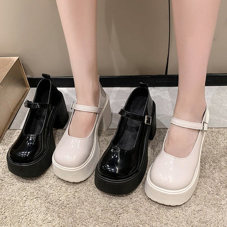 Fashion White Chunky Platform High Heels Women's 2024 New Fall/winter Mary Jane Shoes