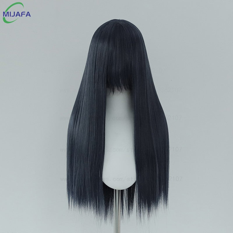 Very High Quality 400g 48 Colors 24Inch 60cm Long Straight Cosplay Wig With Bangs Heat Resistant Hair Anime Wigs + Wig Cap