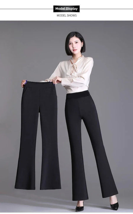 Spring Autumn New Bootcut Pants Women's Slimming Versatile Korean Style Loose-fit Fashionable Trousers Drop Leg Bell Pants Women