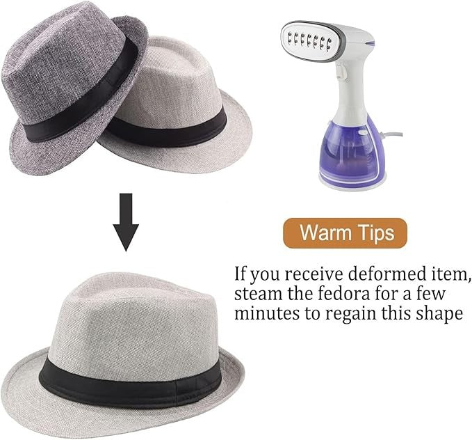 10/24 Pack 1920s Fedora Hats for Men Short Brim Sun Panama Hats Classic Pork Pie Hats Summer Hat for Women Party Wedding Costume