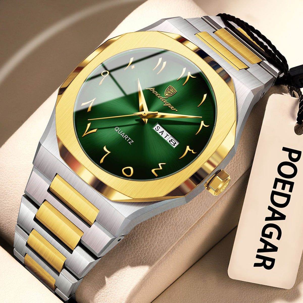POEDAGAR Fashion High Quality Men Clock Date Week Waterproof Watch For Man Quartz Stainless Steel Luxury Men's Watches Reloj+Box