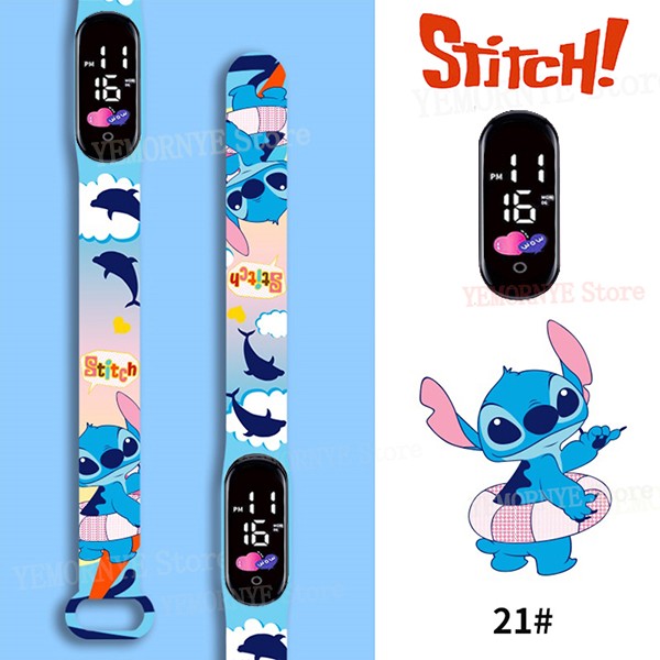 Disney Stitch Digital Kids' Watches Anime Figures LED Luminous Watch Touch Waterproof Electronic Sports Watch Kids Birthday Gift