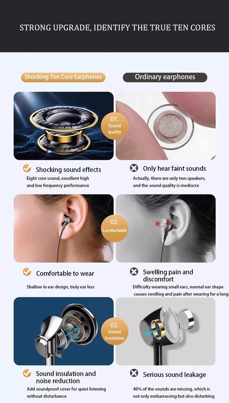 Wired Earphones USB Type C 3.5mm HiFi Headphones Bass Stereo With Volume Control Earbuds For Samsung Galaxy iPhone Huawei Xiaomi