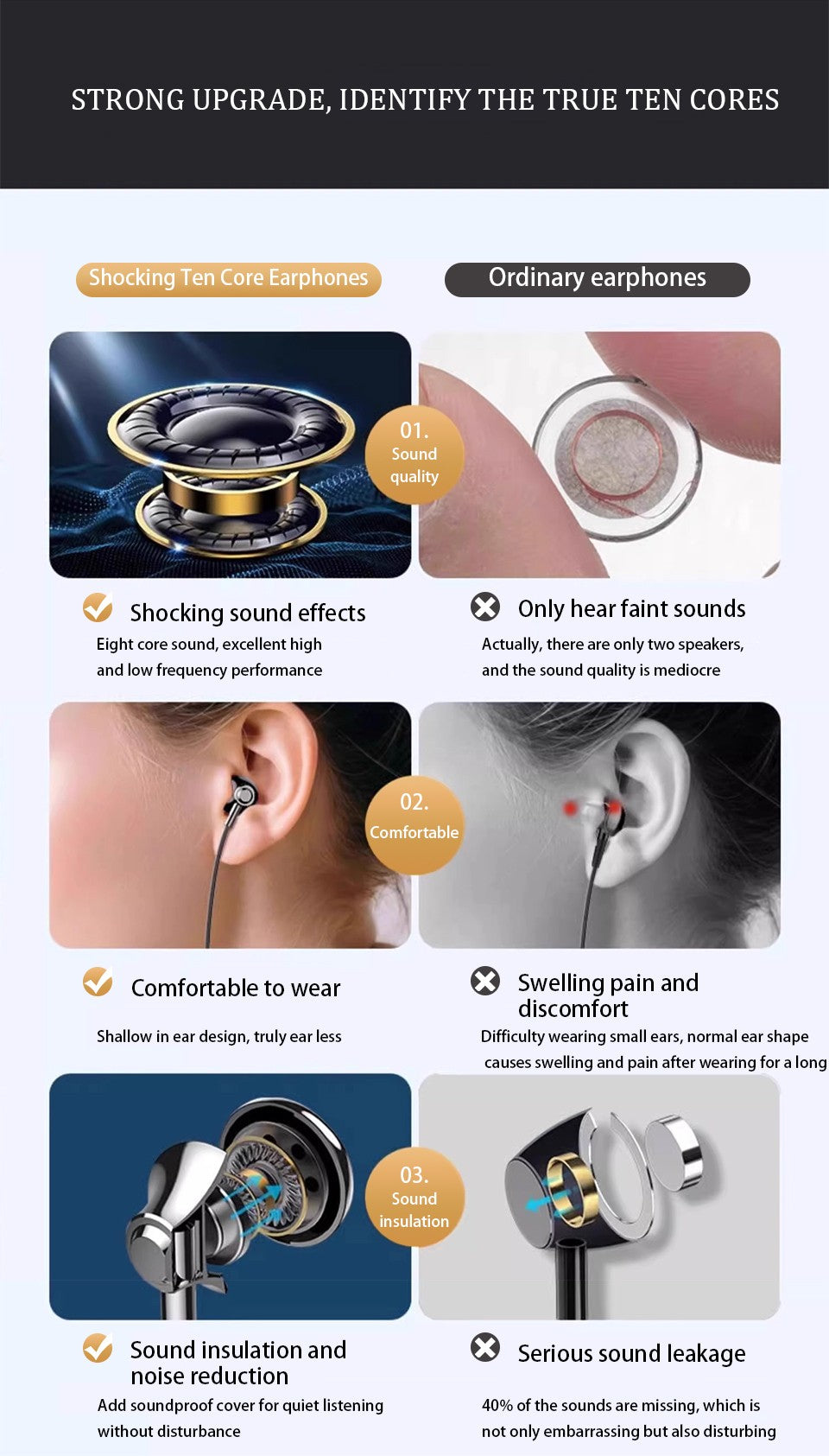 Wired Earphones USB Type C 3.5mm HiFi Headphones Bass Stereo With Volume Control Earbuds For Samsung Galaxy iPhone Huawei Xiaomi