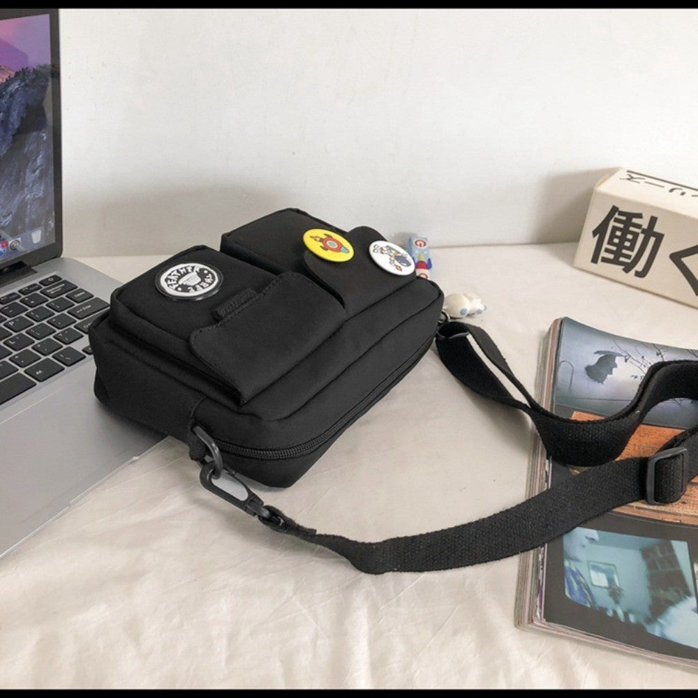 Fashion Versatile Men's Crossbody Bag Large Capacity Japanese Style Shoulder Bag Retro with Pendant Messenger Bag Unisex