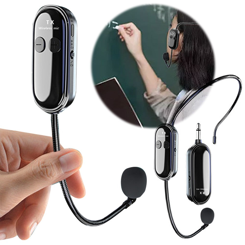 2.4G Wireless Microphone Headset Long Range Headset Mic Head Handheld Mic 2 in 1 for Voice Amplifier Stage Speakers Teach
